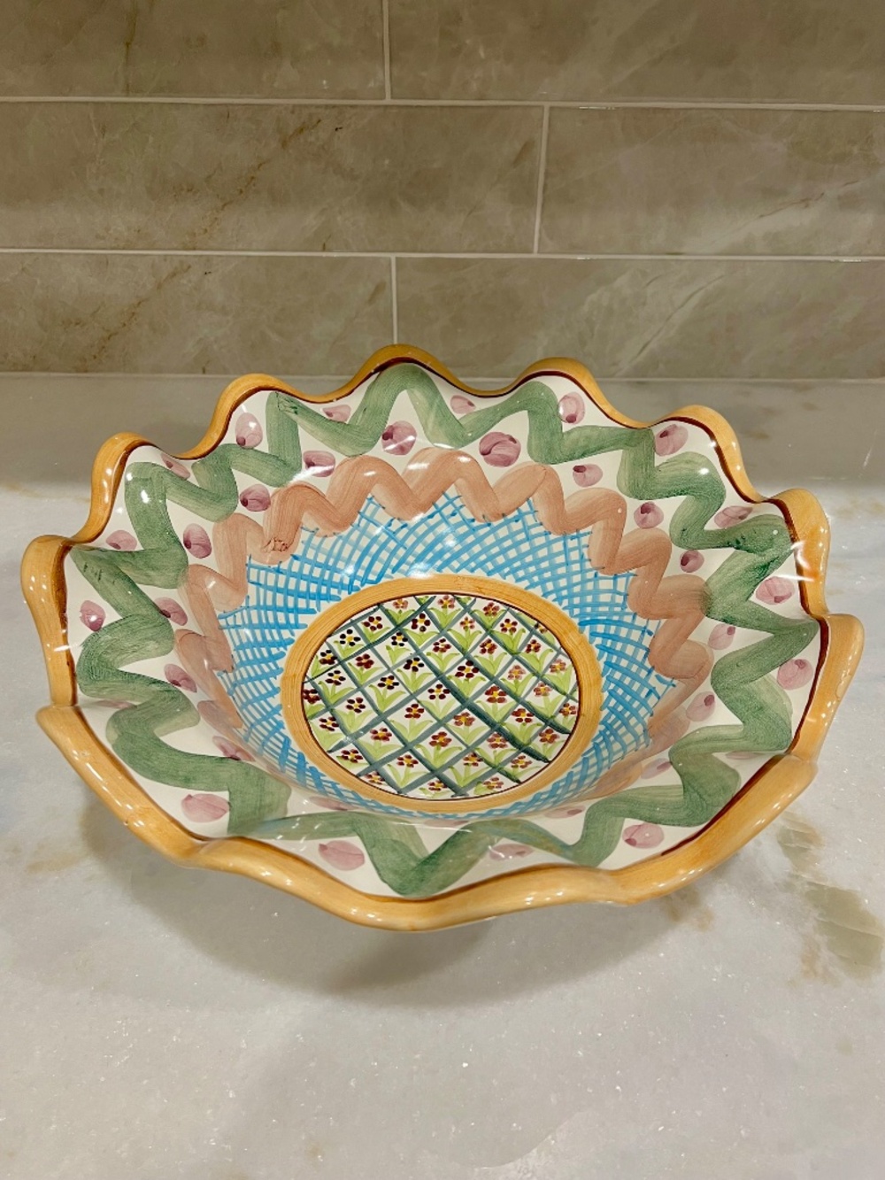 MacKenzie-Childs 14.5" Large Ruffled Serving Bowl